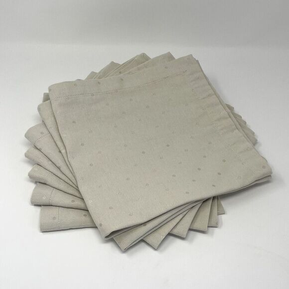 Kate Spade Larabee Polka Dot Cloth Napkins Neutral Tan Khaki 18” Set Of 7 - Picture 1 of 3